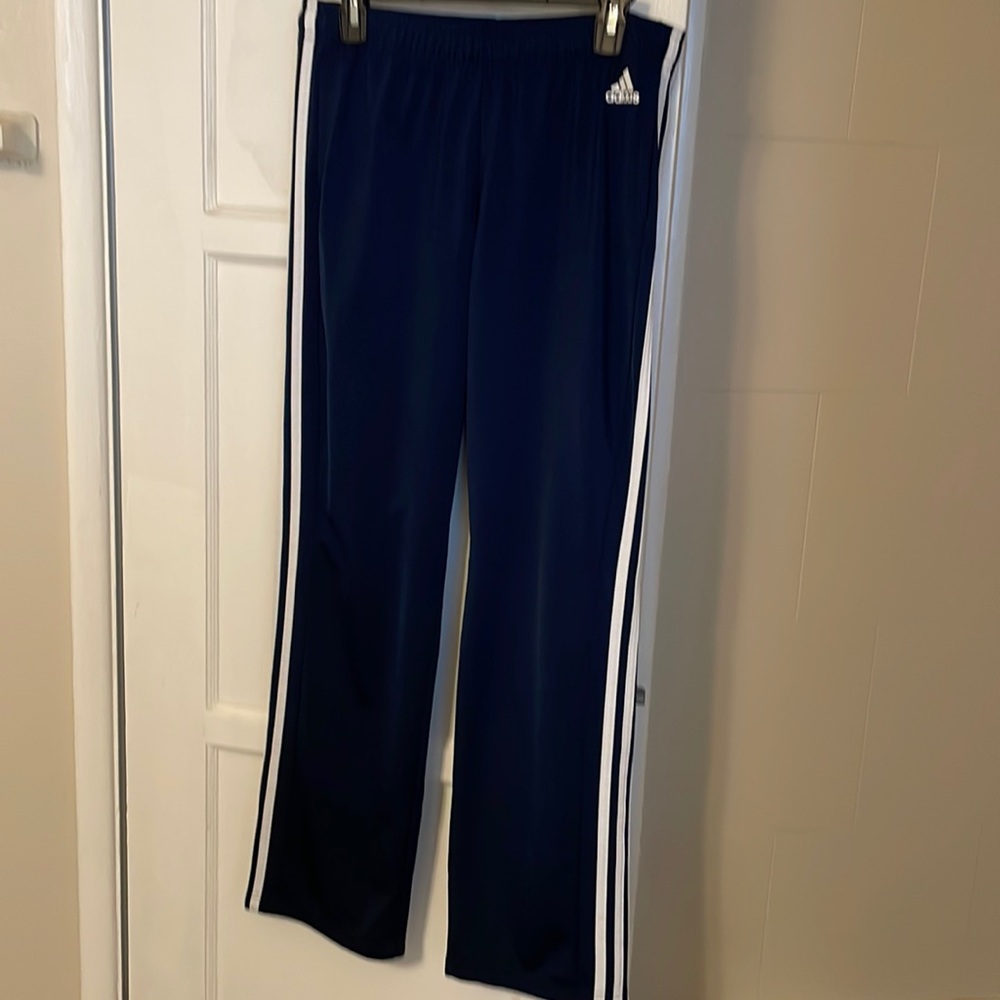 Adidas classic track pants, 3 stripe, loose fit, navy blue & size L